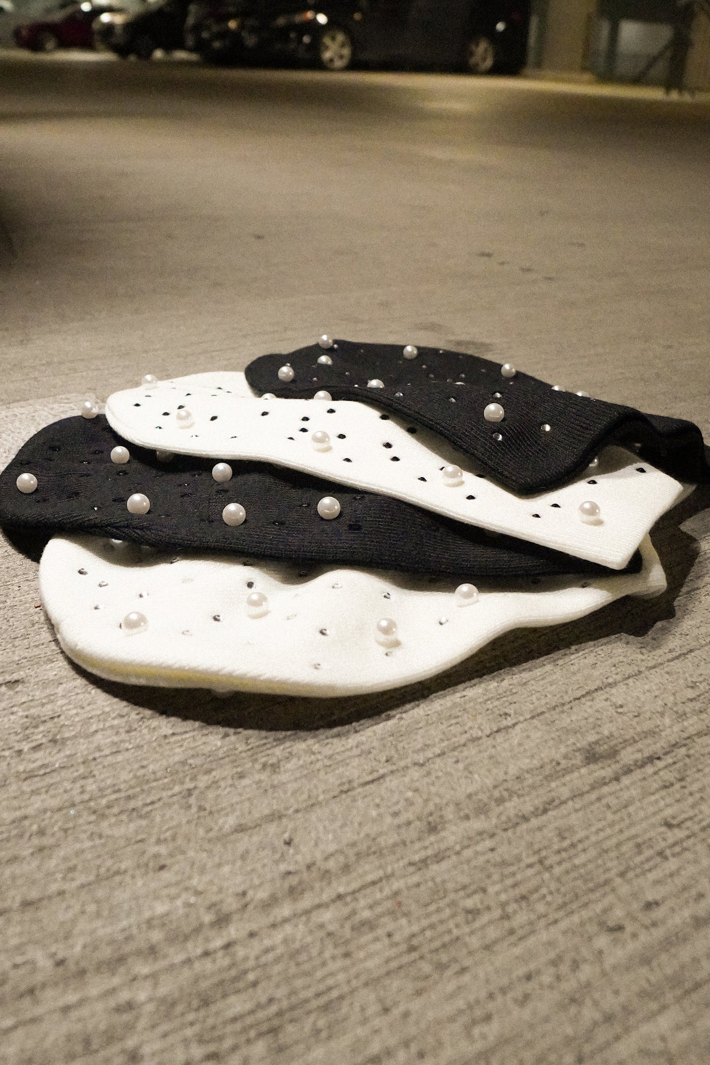 BLACK CHANDELIER & PEARLS BEANIE V1